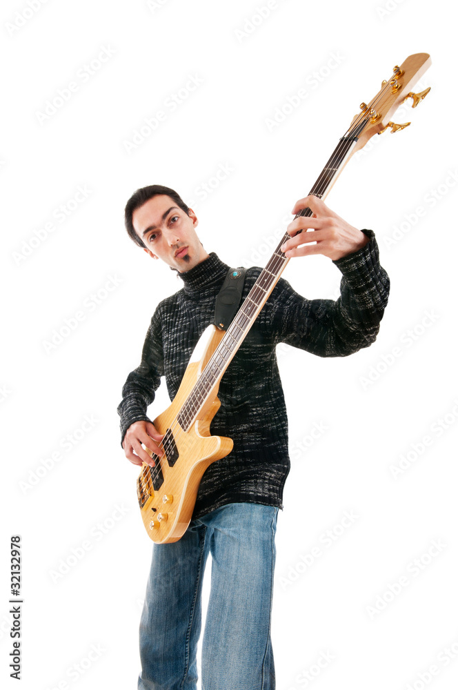 Guitar player isolated on the white background Guitar player isolated on the white background