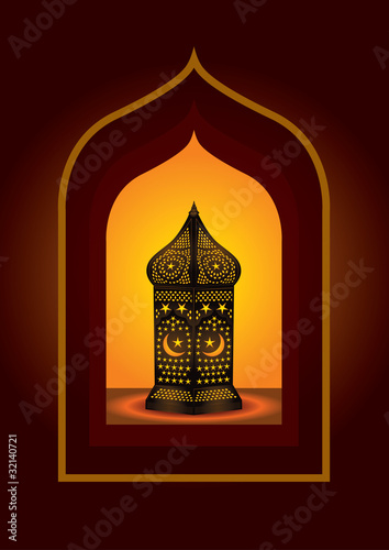 Intricate arabic lantern for eid or ramadan celebration