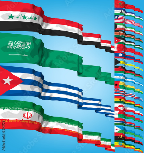 Set of world flags. High detailed 3d vector concept photo