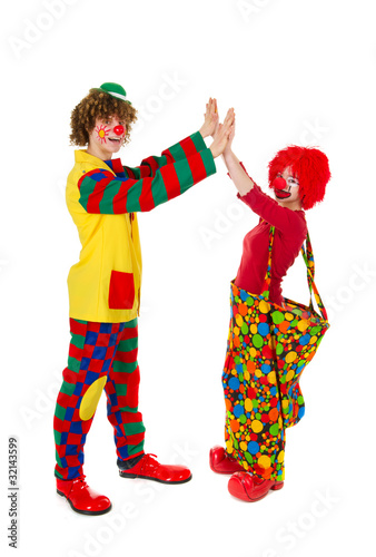 Couple funny clowns