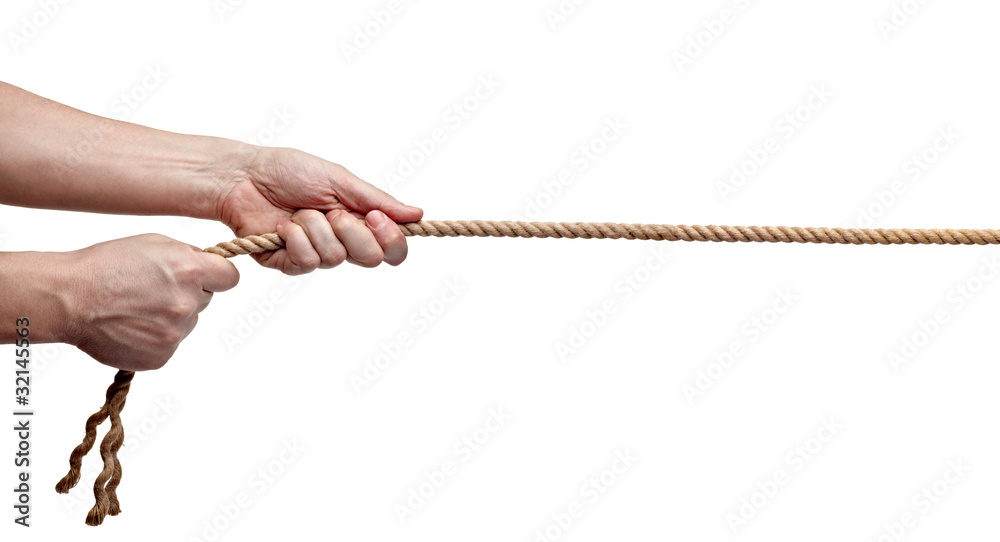 man pulling rope Stock Photo