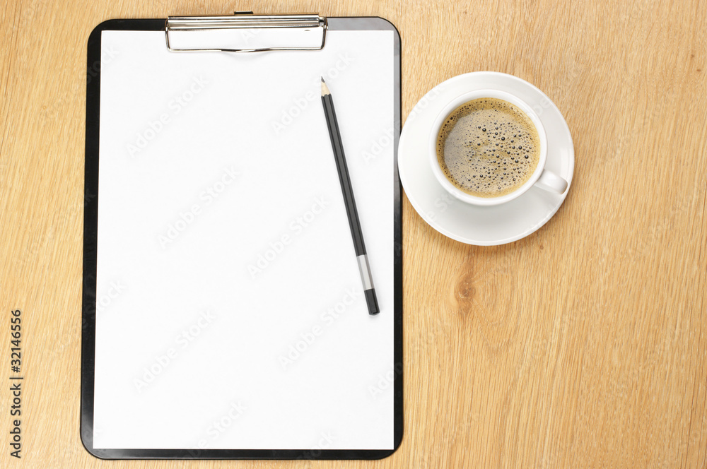 Clipboard and coffee Clipboard and coffee