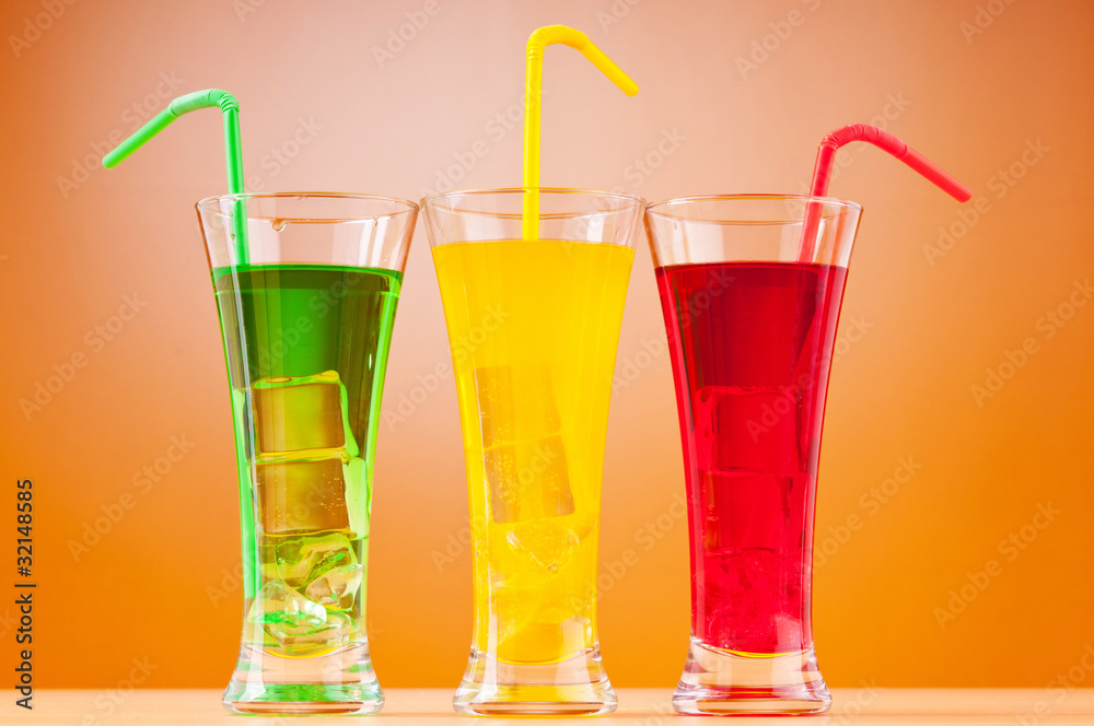 Colourful cocktail in glasses Colourful cocktail in glasses