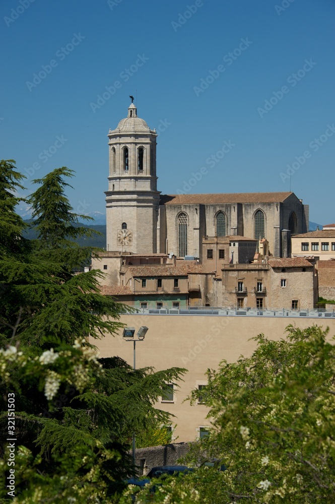 View to the church in Gerona city