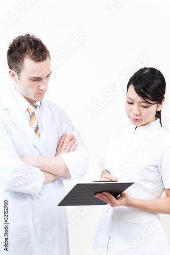 young doctor and nurse working