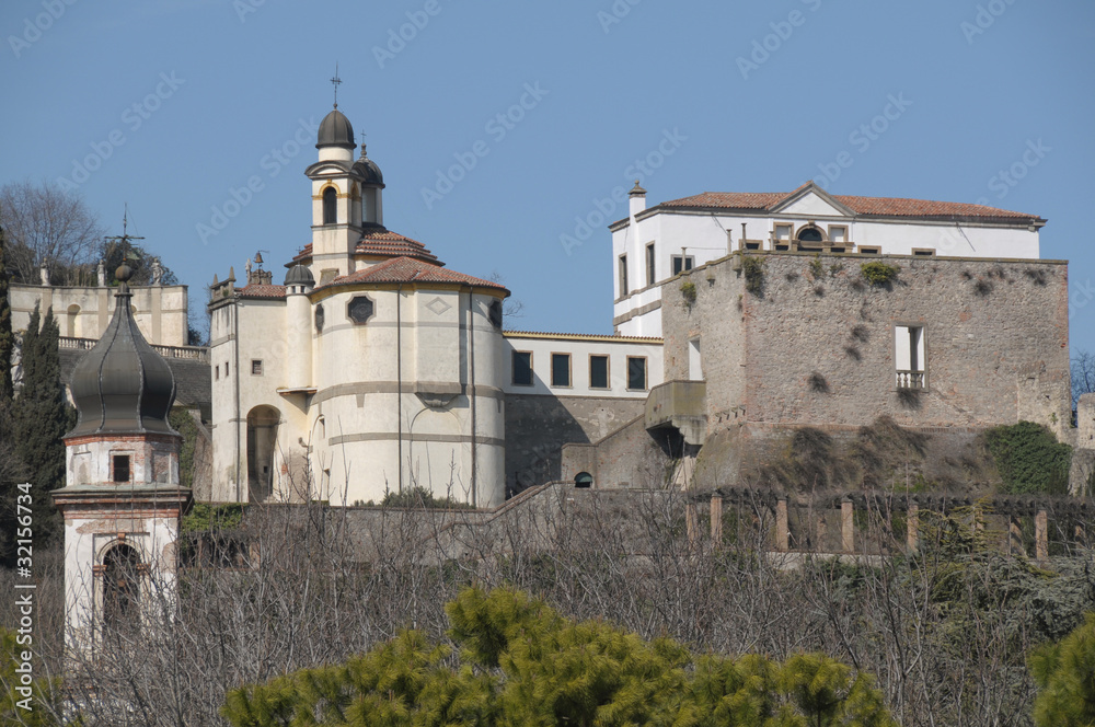 Monselice, Italy: Renaissance church and villa on hill