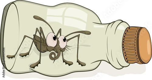 Medicinal small bottle and spider.Cartoon