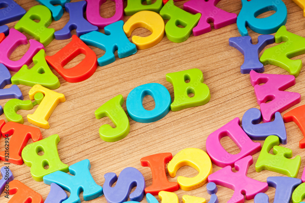 Employment concept with letters on background Employment concept with letters on background