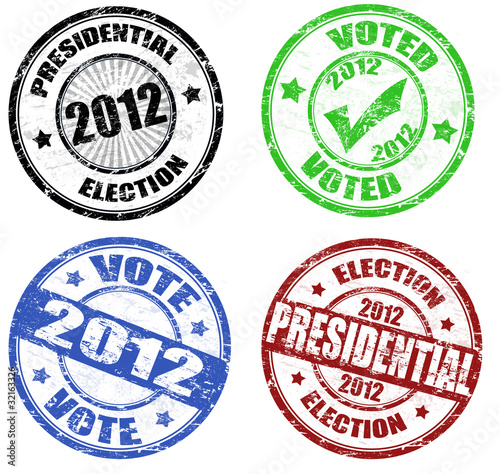 Set of presidential election grunge stamps
