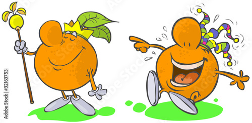 Funny Fruits- king and clown Oranges.