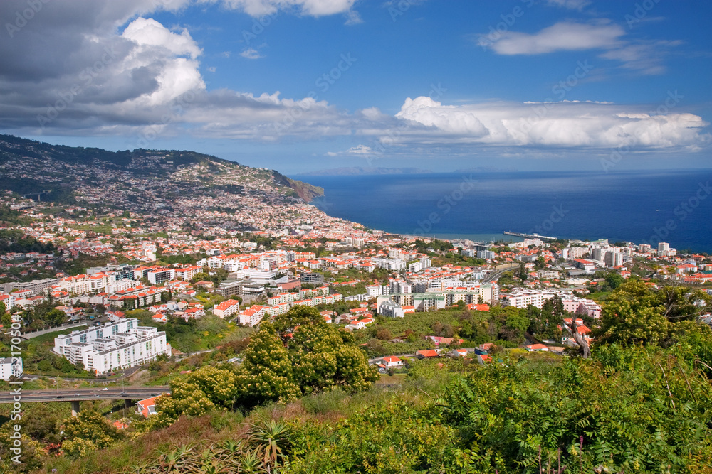 overview of capital city funchal on madeira, portugal