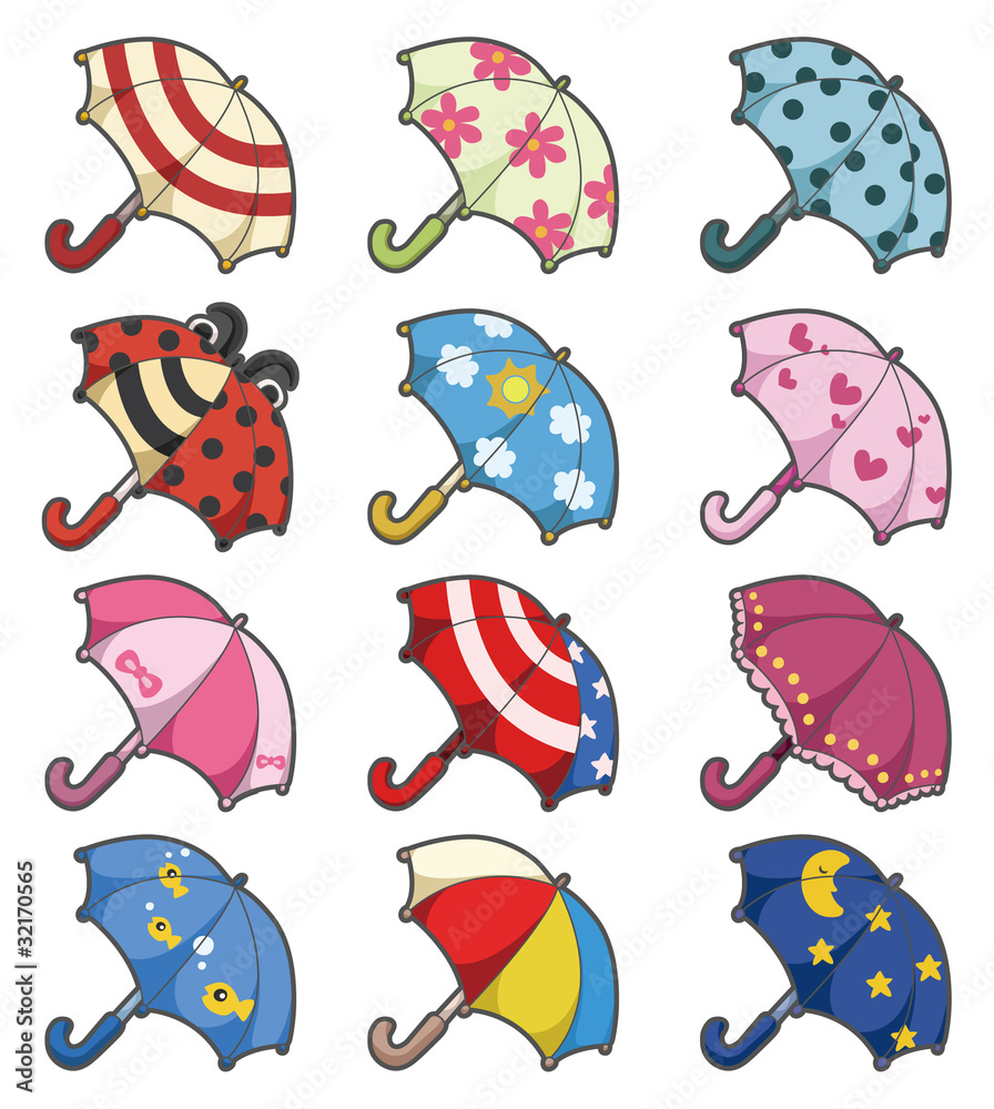 cartoon Umbrellas icon set cartoon Umbrellas icon set