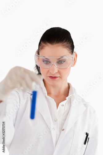 Isolated scientist conducting an experiment