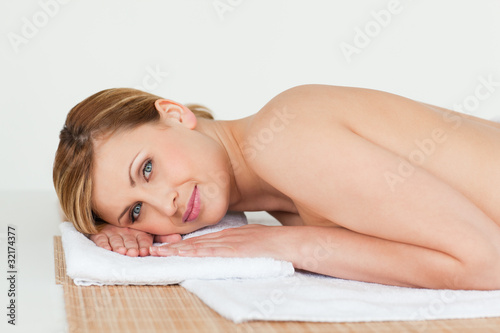 Young and lovely blond-haired woman relaxing