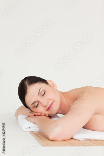Lovely dark-haired woman relaxing