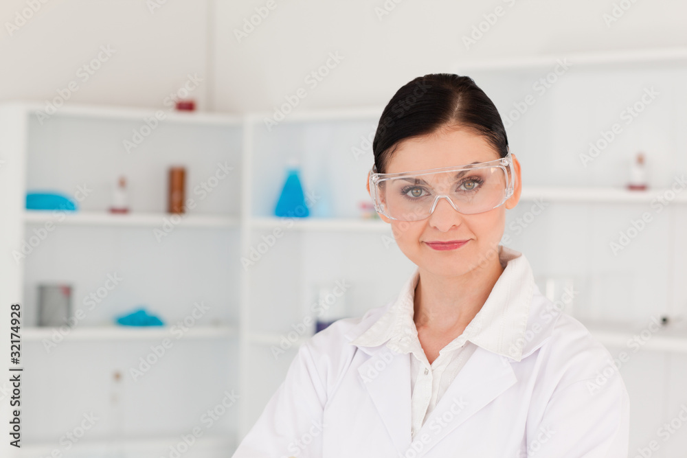 Dark-haired woman posing