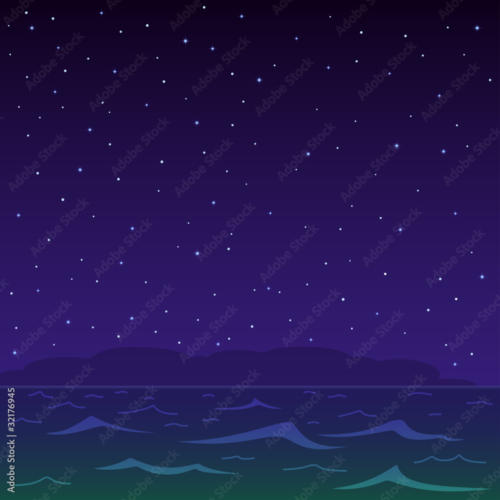 Night sea and star sky