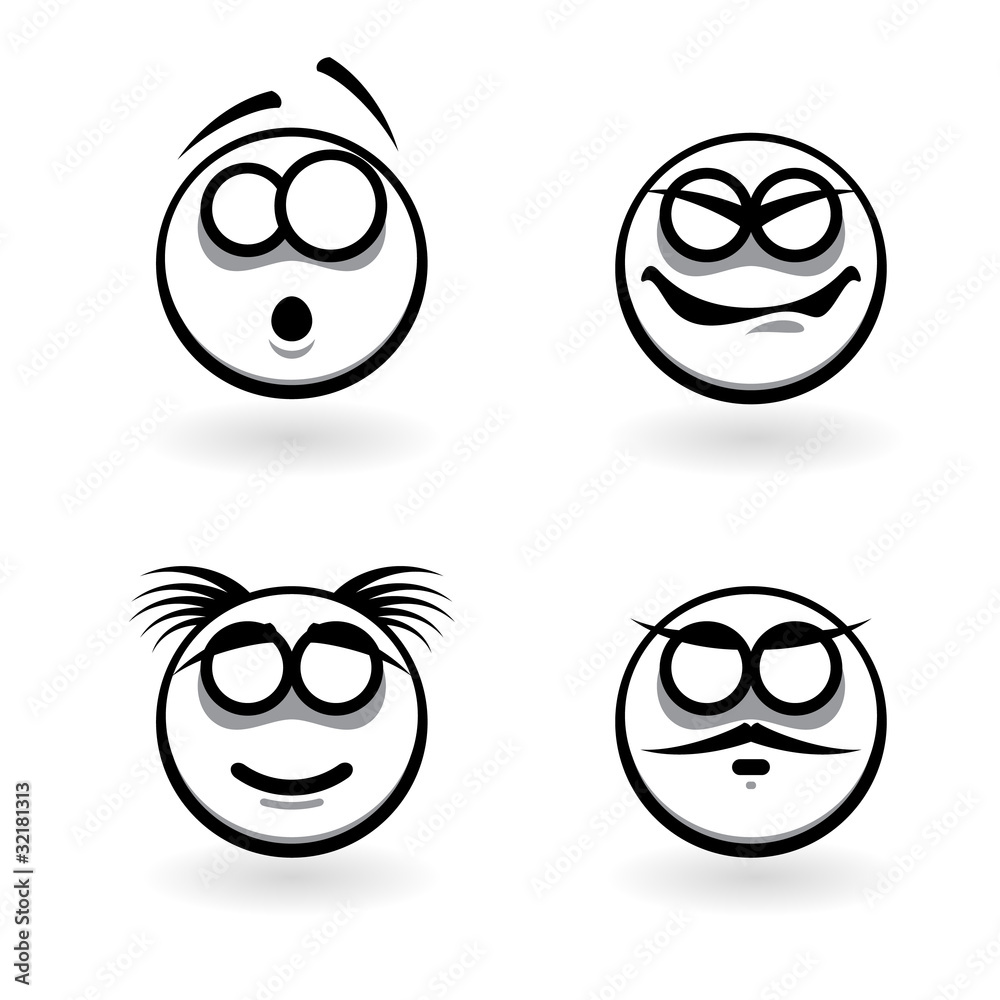 Fototapeta premium Four cartoon of abstract emotions.