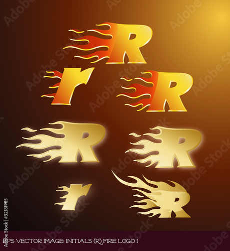 eps Vector image:initials（R）fire logo I