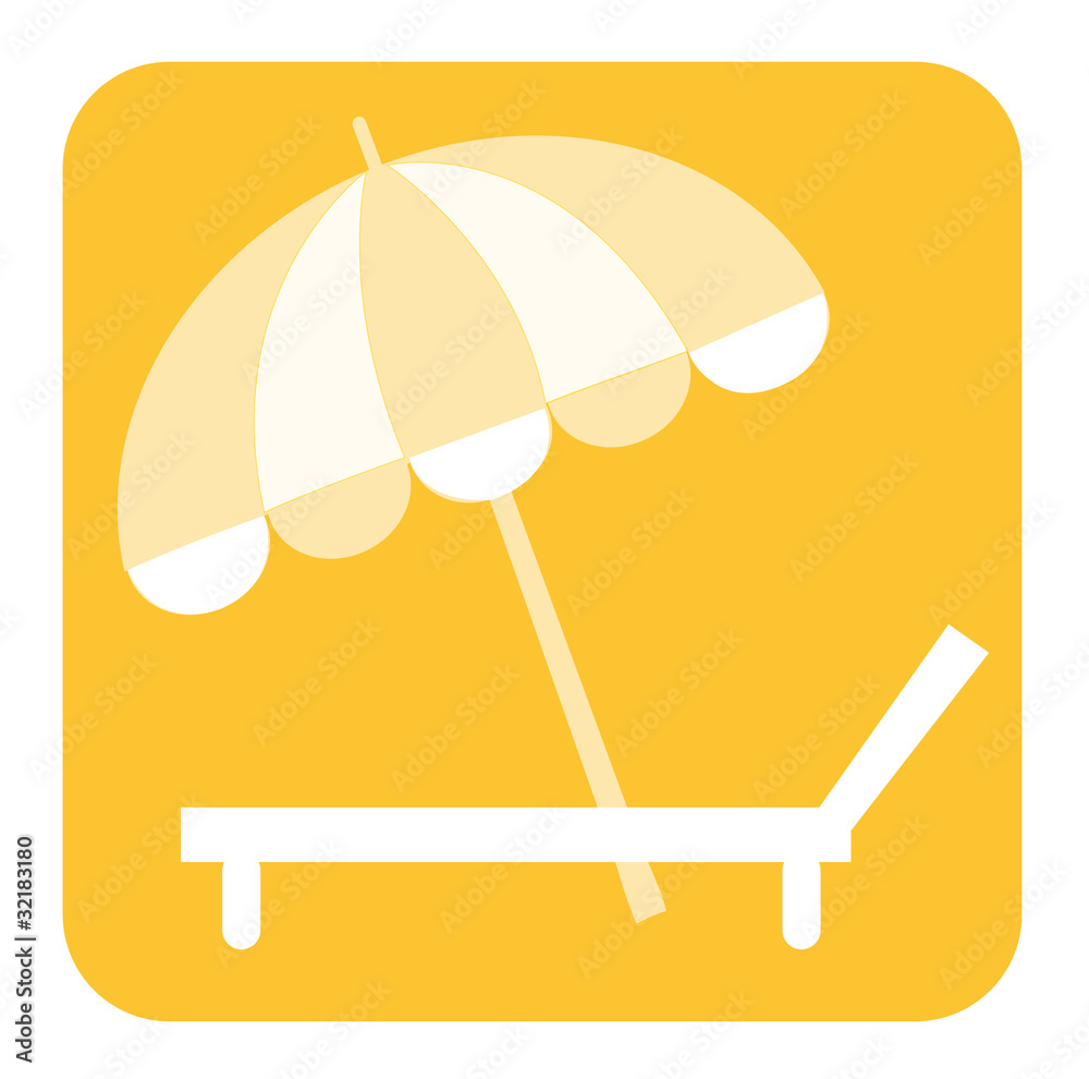 Pictogramme parasol et chaise longue Stock Illustration | Adobe Stock