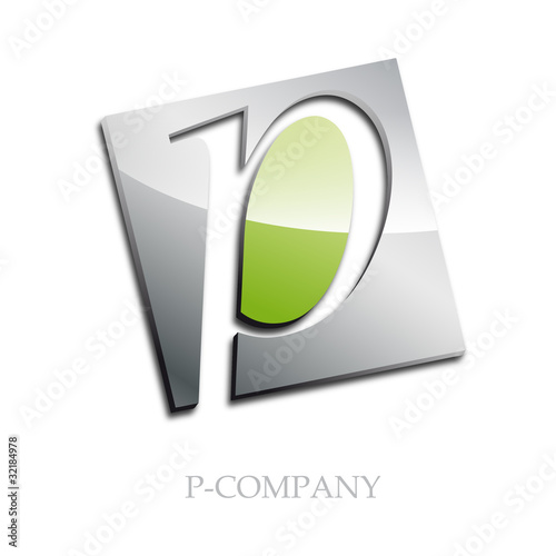 Logo initial letter P 3d # Vector