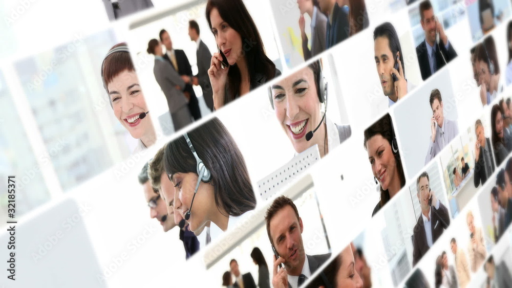 Montage of professionals talking on the phone