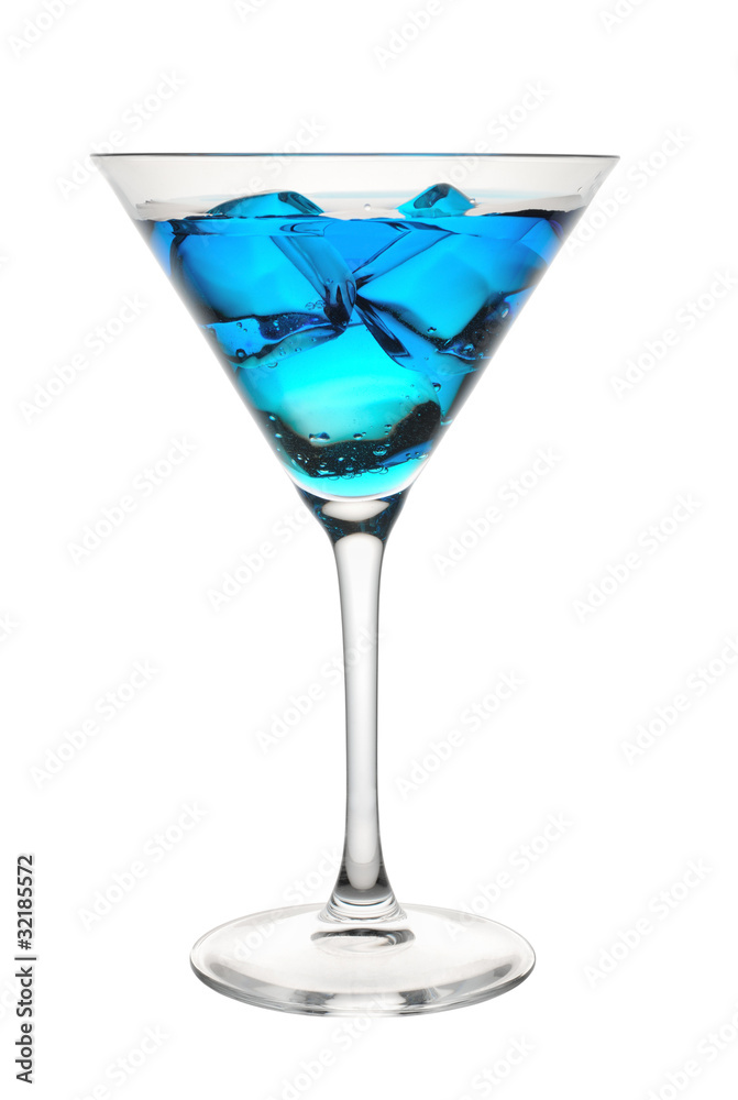 Blue tropical cocktail in glass