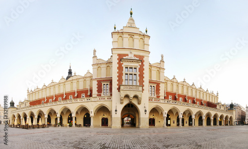 Sukiennice building in Krakow in strange perspective, Poland #32189988