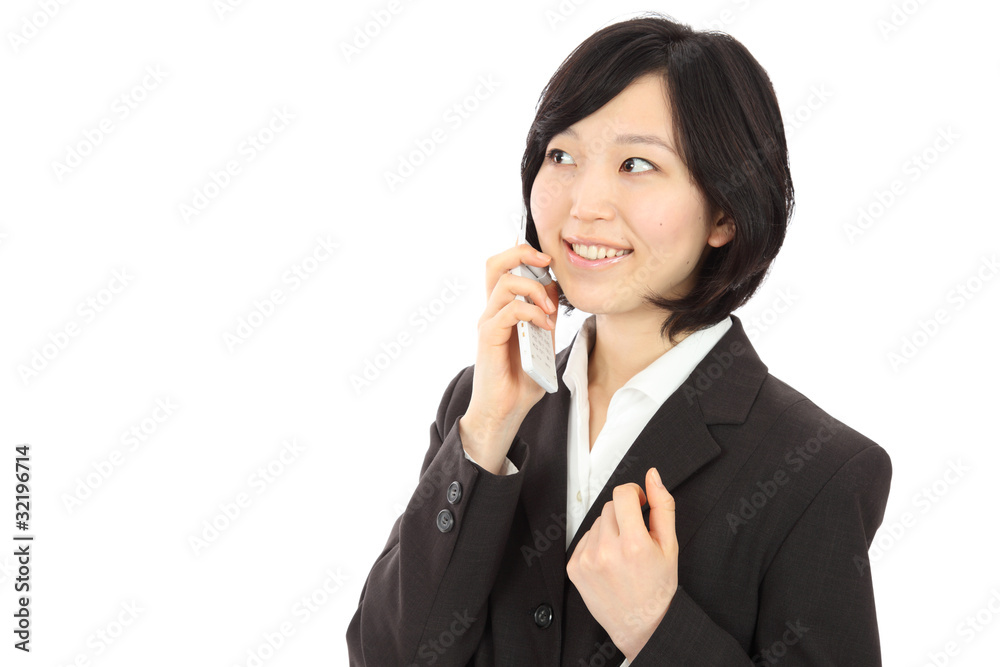 電話する女性 電話する女性