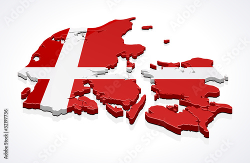 Map of Denmark 3D (white background)