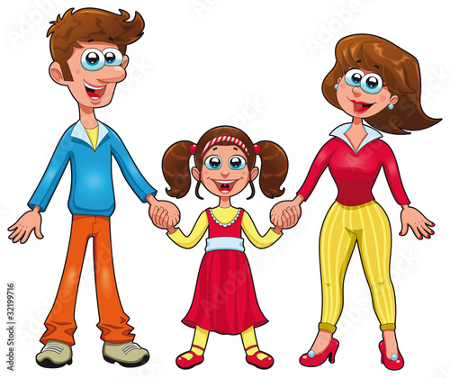 Human family. Cartoon and vector characters.