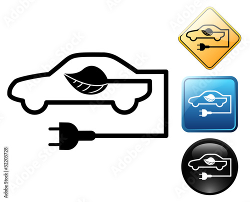 Ecological car pictogram and signs