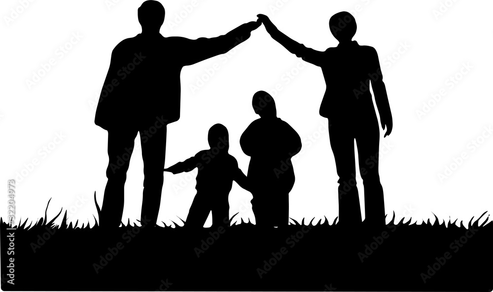 illustration with family silhouettes .vector