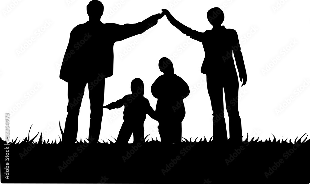 illustration with family silhouettes .vector illustration with family silhouettes .vector