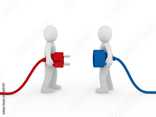 3d men plug  red blue