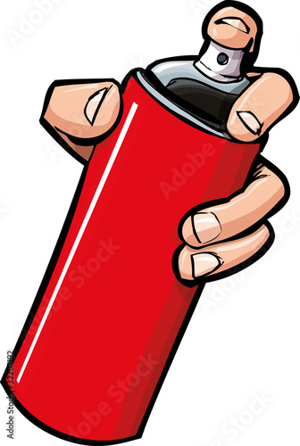 Cartoon hand holding a spraycan