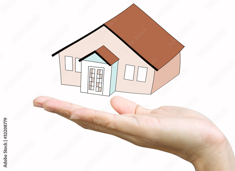 hand with model house - home concept hand with model house - home concept