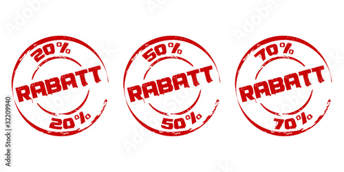 Stempel: Rabatte 20 % * 50 % * 70 %