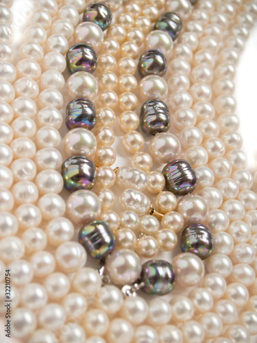 pearls necklaces jewelry, isolated over white background