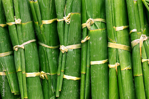 wrapped banana leaves background