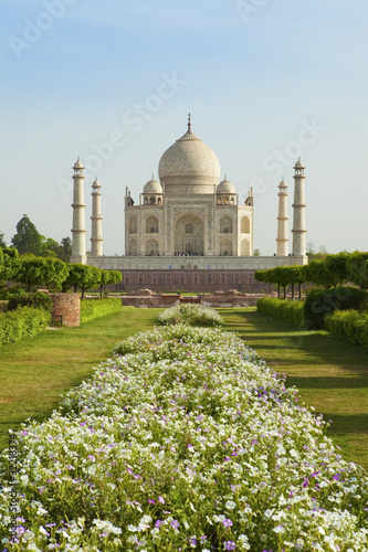 Taj Mahal from the Mehtab Bagh gardens.
