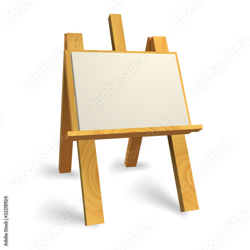 Vector wooden easel with blank canvas