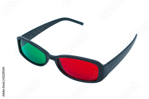 Anaglyphic green and red 3D glasses