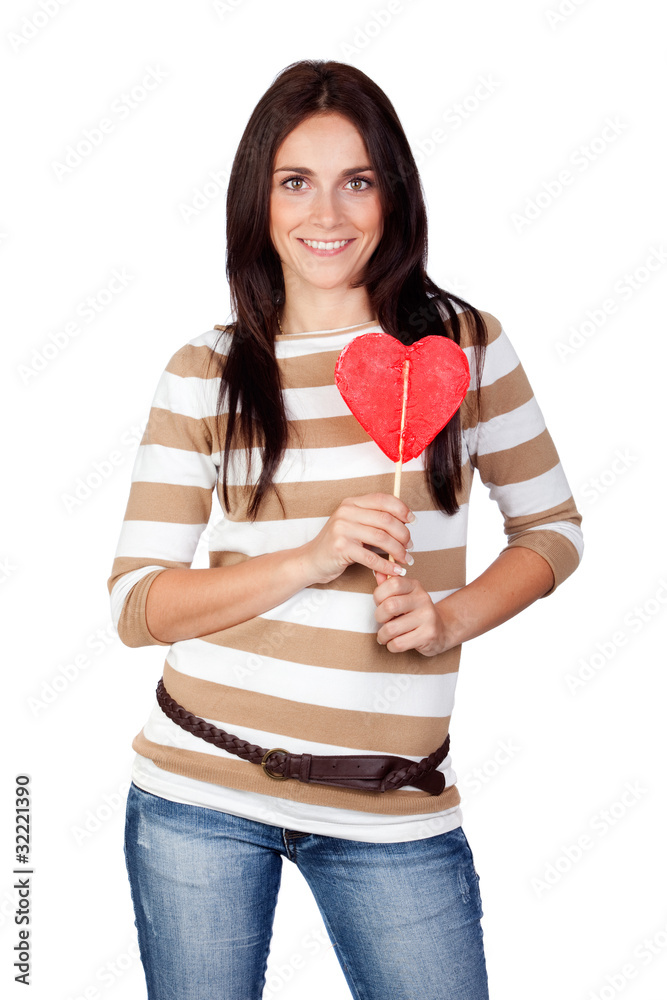Beautiful brunette girl with a big lollipop Beautiful brunette girl with a big lollipop