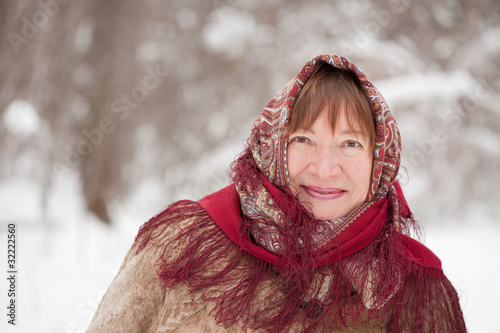 mature woman in babushka photo