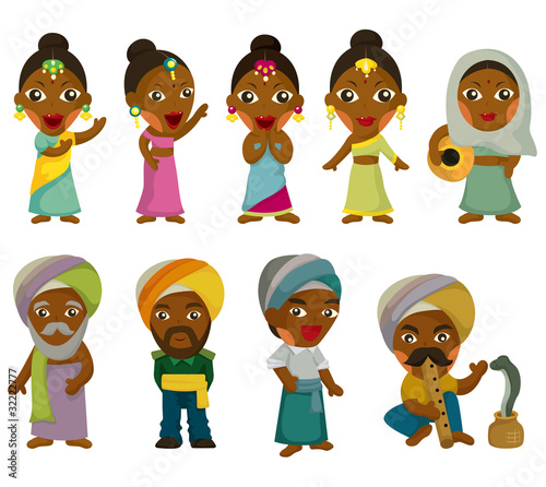 Vector of cartoon Indian icon set