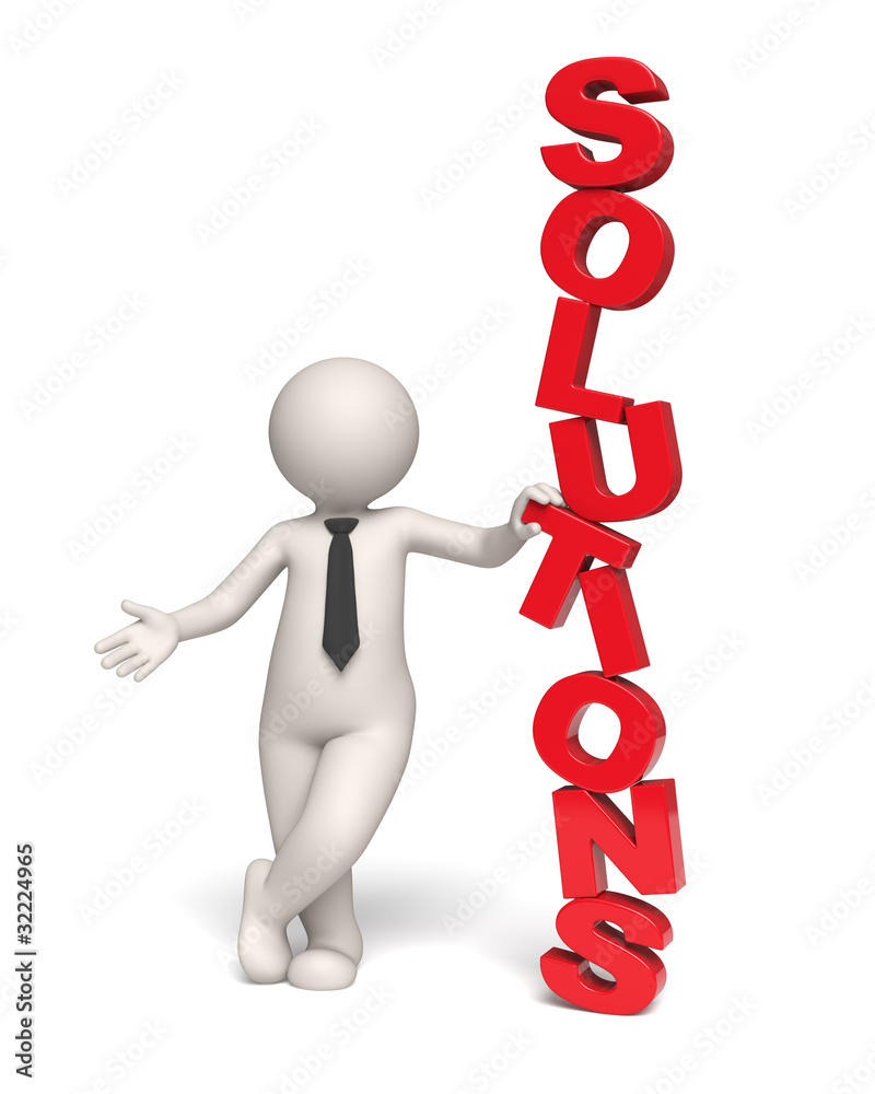 Solutions text - 3d business man Solutions text - 3d business man