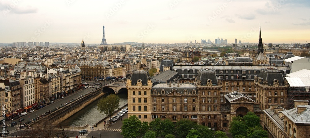 Panoramic view of Paris and Eiffel Tower