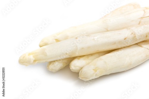 Beautiful white jumbo asparagus close up shoot
