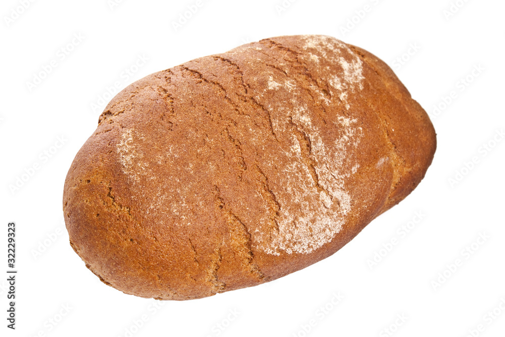 Homemade whole bread on a white background